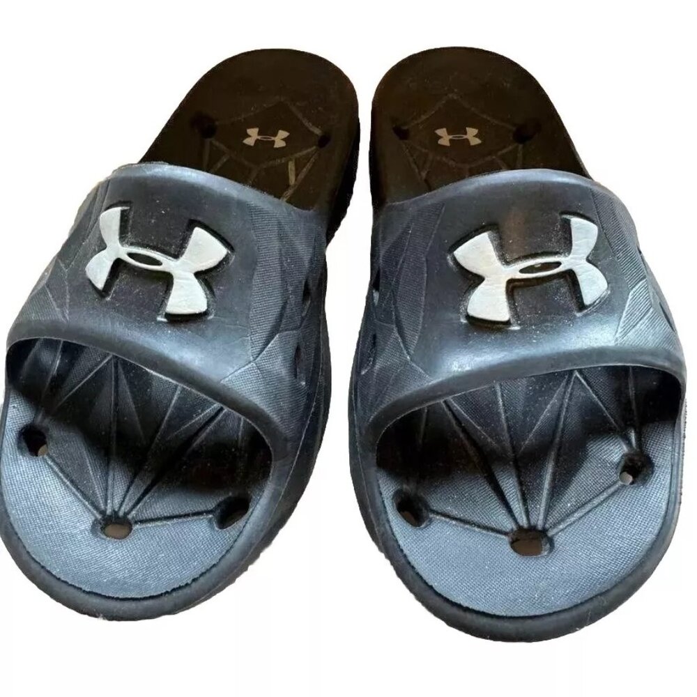 Under Armour Faux Leather Sandals Slippers Shoes Locker Size Y1
